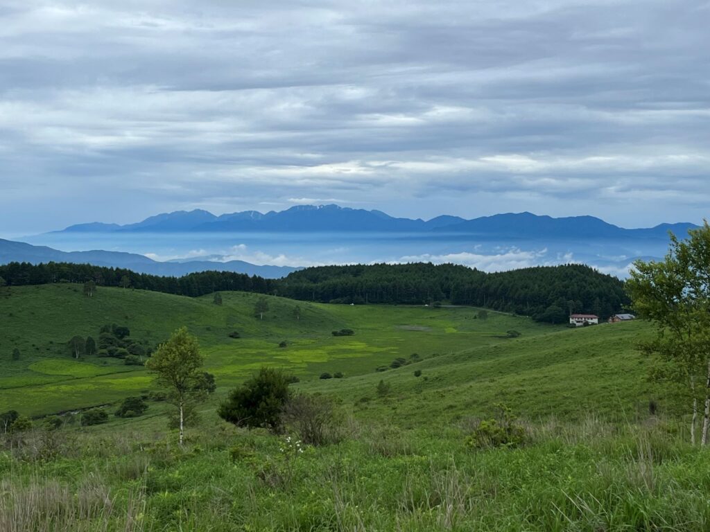 霧ヶ峰　曇空　木曽山脈　中央アルプス　別荘地　南アルプス　赤石山脈