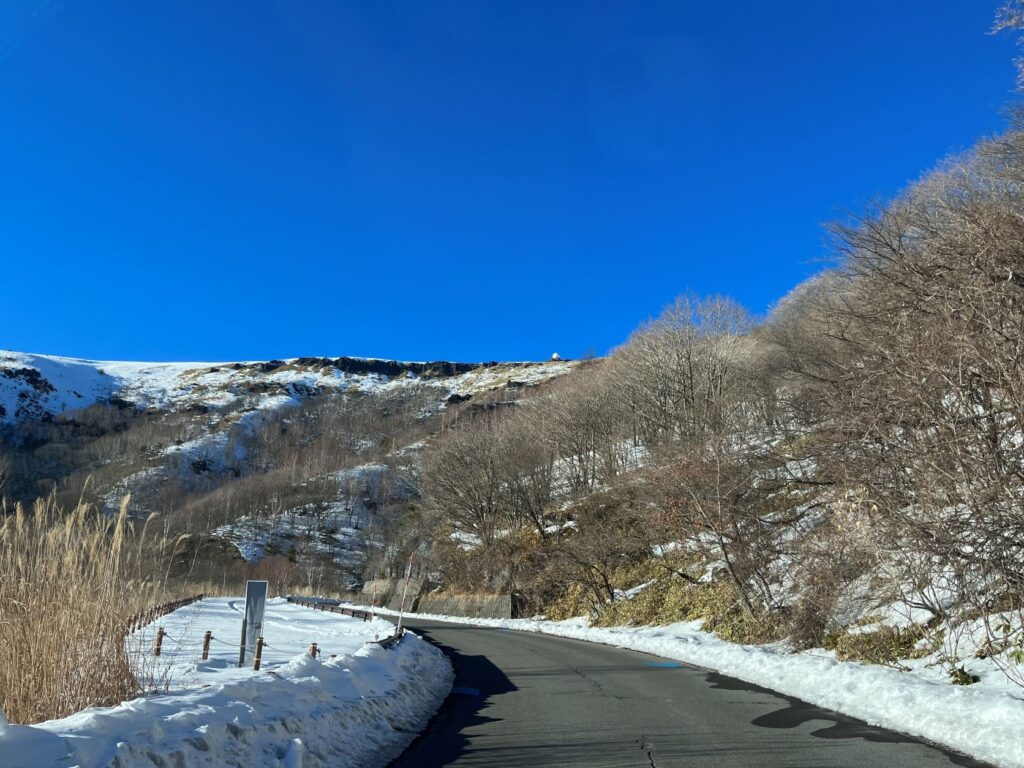 ビーナスライン積雪　霧ヶ峰からの風景　ビーナスラインからの風景