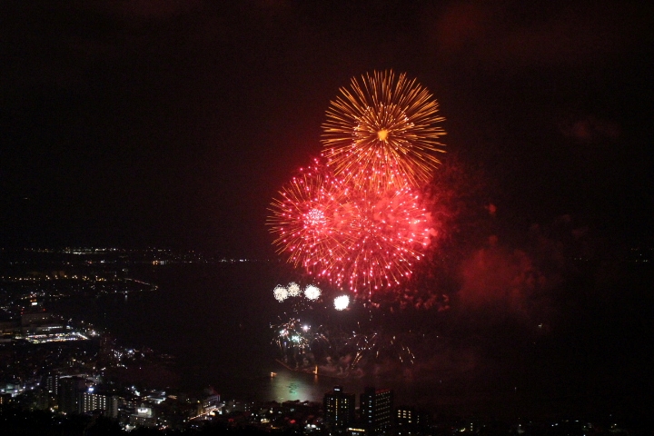 諏訪湖花火　霧ヶ峰　別荘地