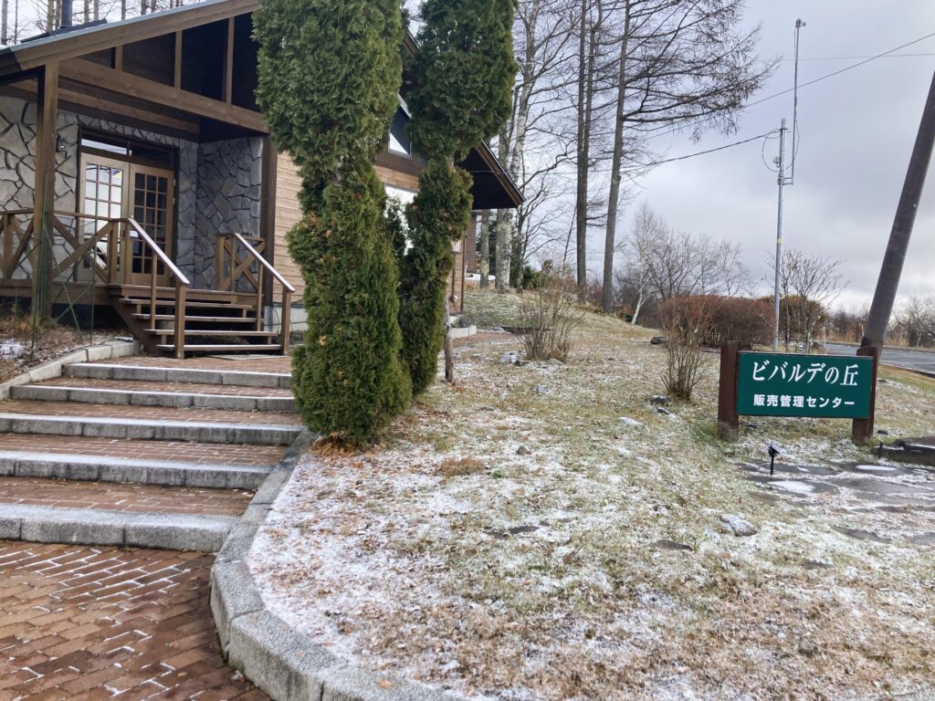 長野県諏訪市　信州　霧ヶ峰高原　別荘地　ビバルデの丘　初雪　積雪　雪化粧　