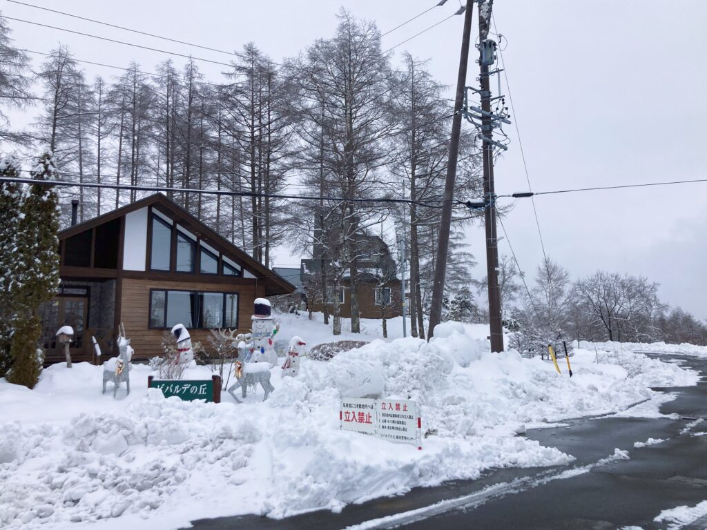 信州諏訪霧ヶ峰高原別荘地　ビバルデの丘　雪　山　長野県諏訪市　天気　積雪　道路　別荘　高原