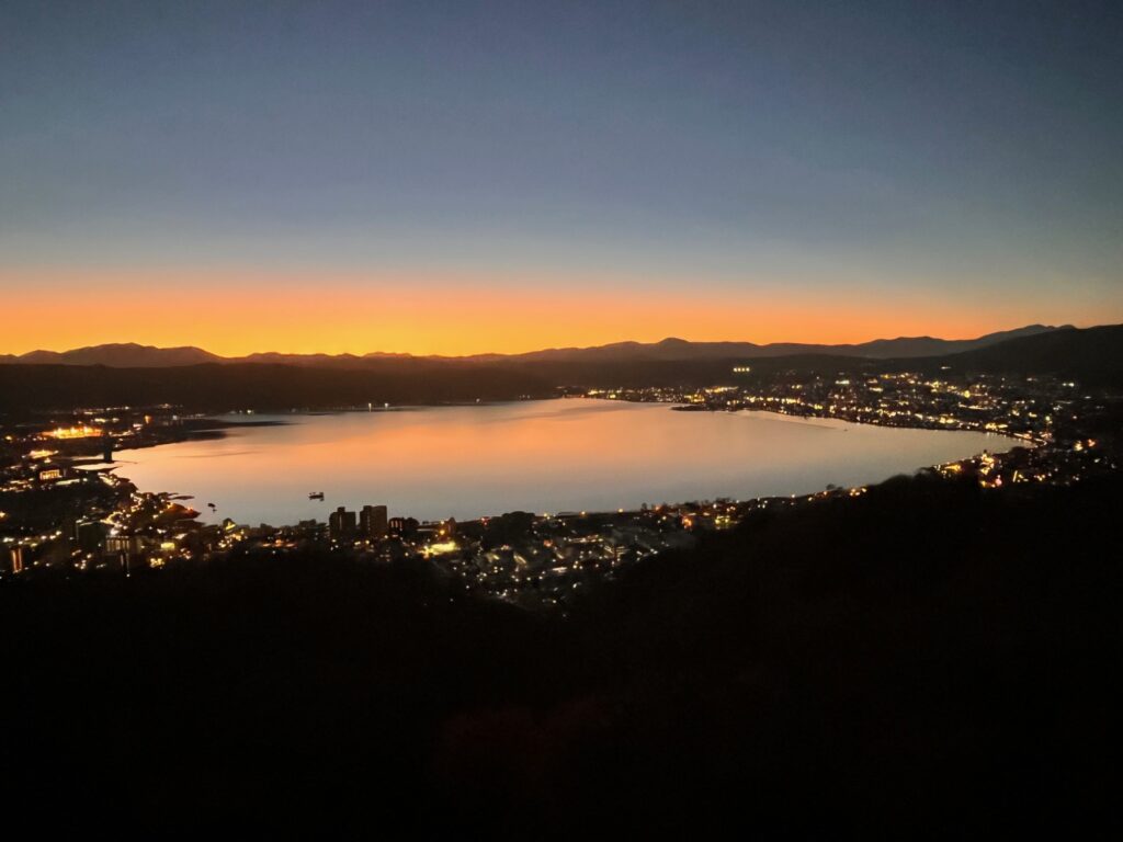 諏訪湖 夕焼け 立石公園
