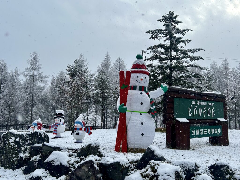信州諏訪霧ヶ峰高原別荘地 霧ヶ峰 ビバルデの丘 長野県諏訪市 ビーナスライン 別荘 山 森 森林 自然 富士山 八ヶ岳 南アルプス 中央アルプス 眺望 植物 山野草 草花 紅葉 モミジ カラマツ 落葉松 イルミネーション スノーマン 雪だるま 秋 冬 雪