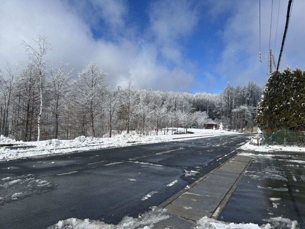 州諏訪霧ヶ峰高原別荘地　霧ヶ峰　ビバルデの丘　長野県諏訪市　ビーナスライン　別荘　山　森　森林　自然　富士山　八ヶ岳　南アルプス　中央アルプス　　冬　雪　眺望　積雪　道路状況　除雪